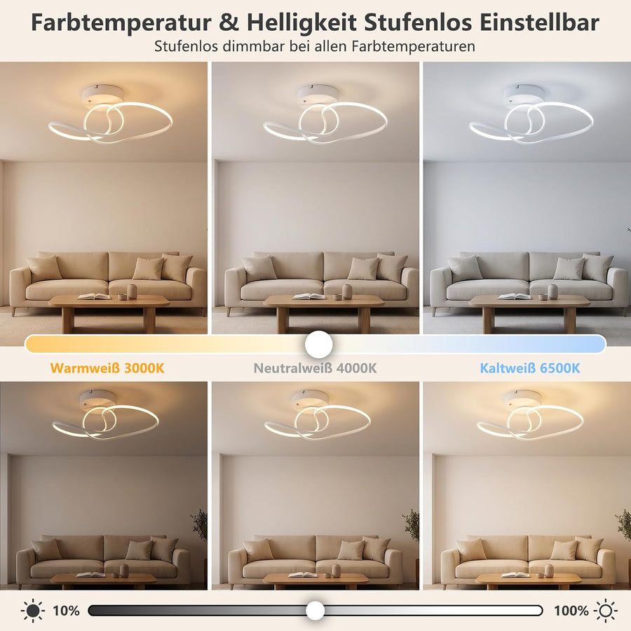 Plafonnier Chambre Plafond 24W Luminaire Cuisine Moderne Blanc intensité variable design circulaire plafonniers salon avec télécommande