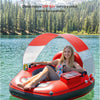 Tube de rivière gonflable de 116,8 cm avec auvent pare-soleil amovible, tube flottant robuste pour adultes, repose-jambes et dossier ergonomiques, sac imperméable et porte-gobelets ROUGE