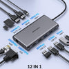 Hub USB C 12 en 1, MAVINEX Adaptateur USB C Multiport à Triple Affichage avec PD 100W, Double HDMI 4K et VGA 1080P, Ethernet RJ45, USB-C et 4 Ports de données USB-A, Lecture Carte SD/TF