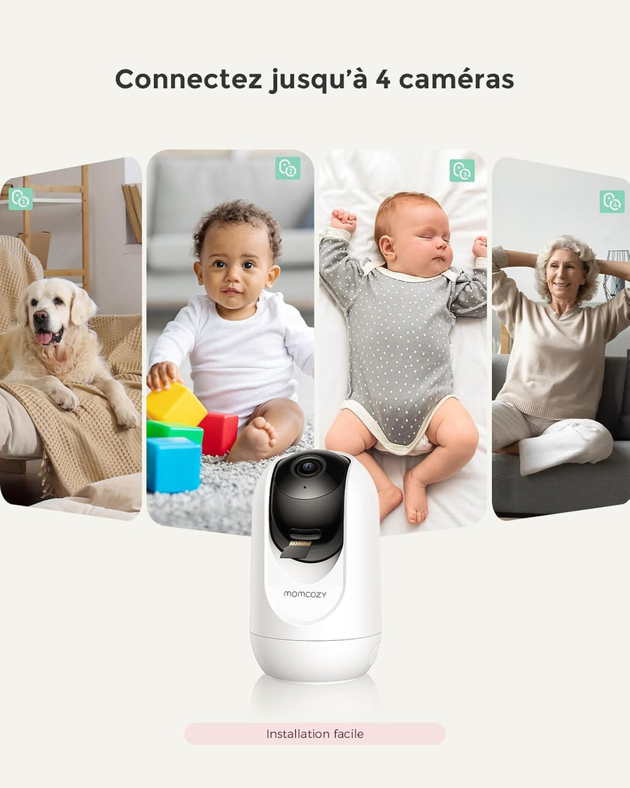 Babyphone Caméra BM04 | Écran 5 Pouces, avec WiFi Une seule caméra, Vision Nocturne 1080p, Portée 290 m, Autonomie 20h, Détection Pleurs et Mouvement