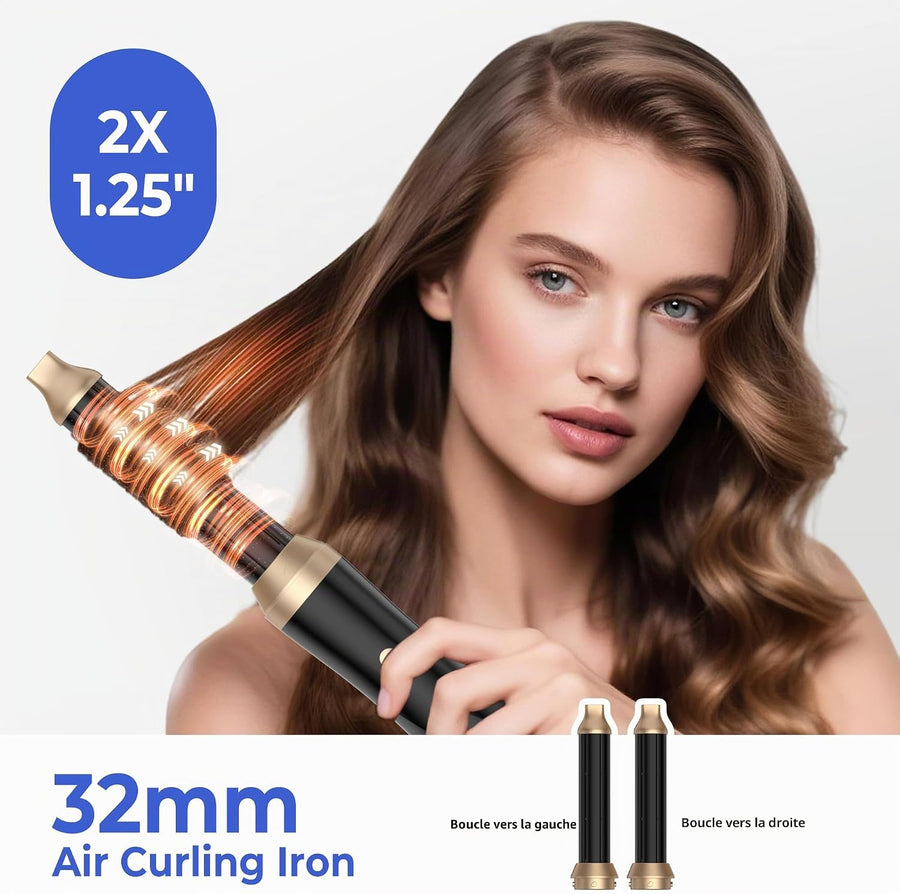 Airstyler 5 en 1 Brosse Soufflante Air Styler set Hair Styler Airbrush Fer a Boucler Brosse Soufflante Brosse Lissante Pour Cheveux, Kit de coiffure