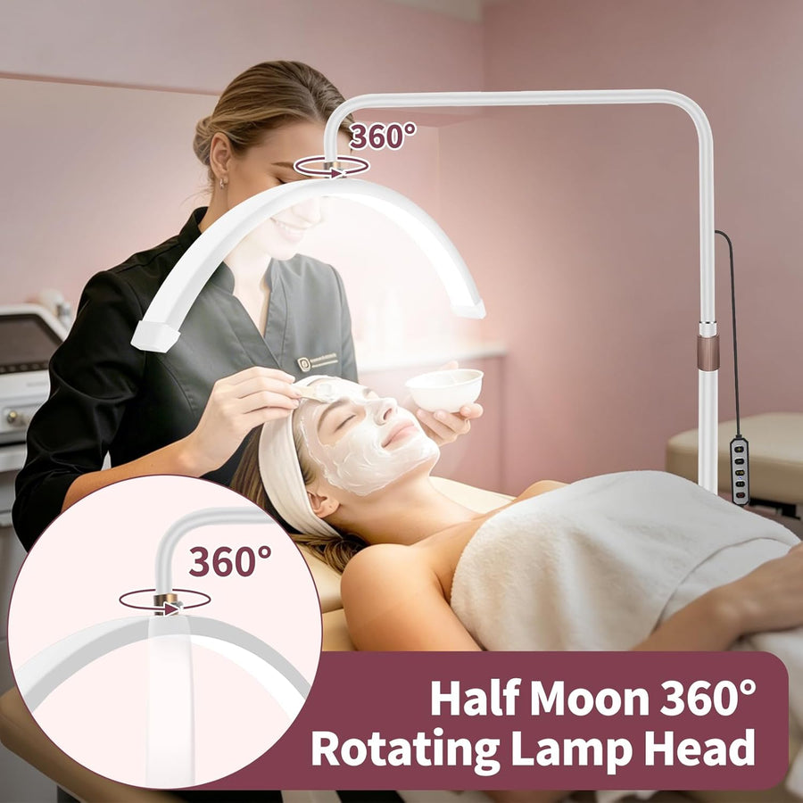 Lampe Demi Lune Extension De Cils: Luminosité réglable Lampe Demi Lune - Avec support pour téléphone - TêTe De Lampe Rotative à 360° - Utilisé Pour Les Extensions De Cils, Les Tatouages -Blanc