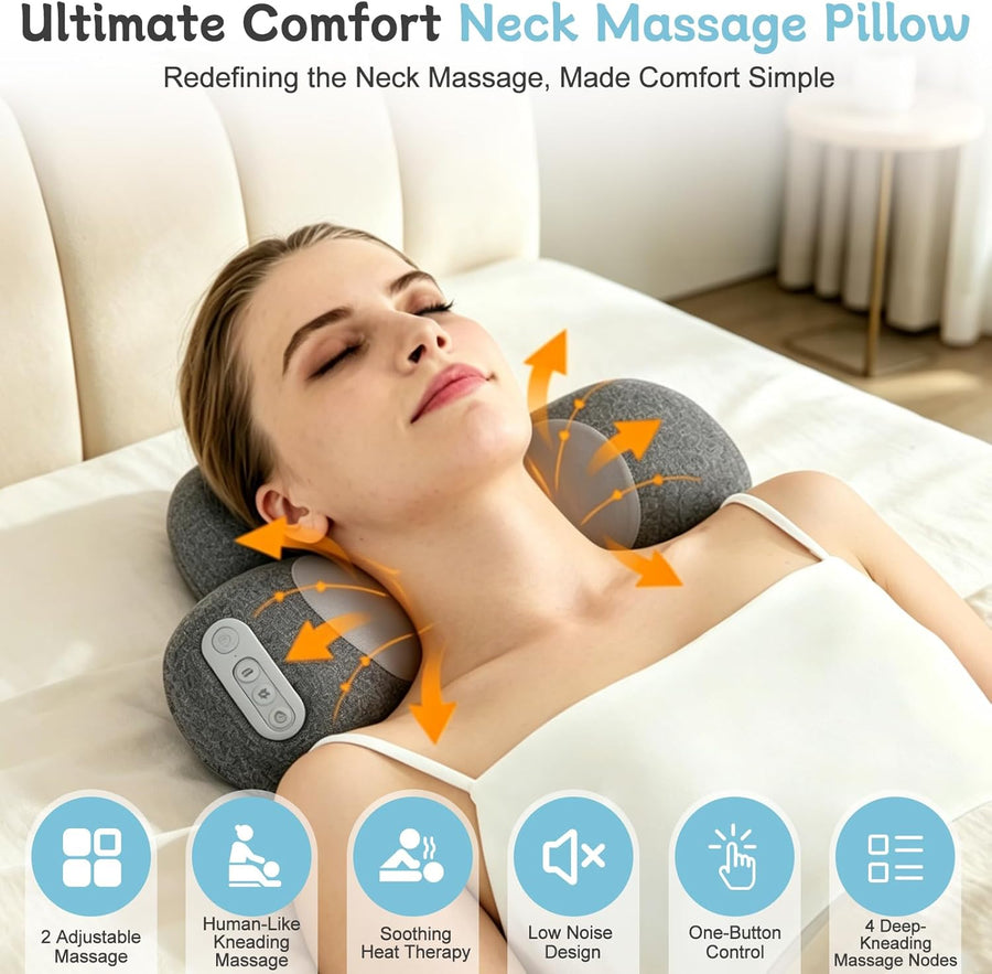 Masseur Cervical avec Chauffage, 3 en1 Masseur Dos et Cervicales avec Chauffage, Vibration et Traction, Masseur Cervical et Dos Électrique Pour Soulager Les Douleurs Des Tissus Profonds