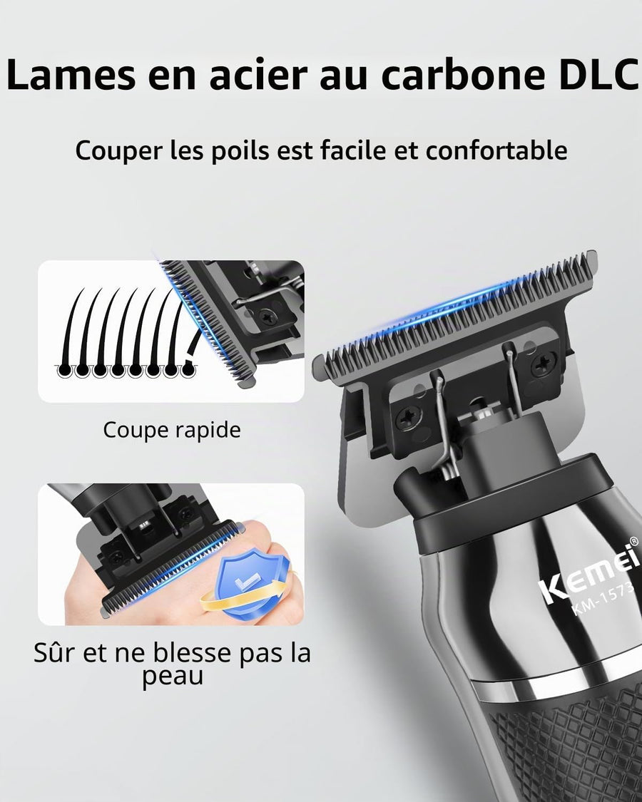 Tondeuse à cheveux professionnelle pour homme, tondeuse à barbe sans fil, tondeuse électrique T-Blade Zero Gap, rechargeable par USB avec 5 peignes de guidage