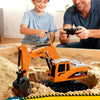 Pelleteuse Télécommandée pour Enfants 3-9 Ans, Engin de Chantier RC 2,4 GHz avec Lumière & Son, Jouet Pelleteuse Durable pour Intérieur & Extérieur