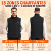 Gilet Chauffant Homme Taille L avec 15 Zones de Chauffage, 3 Niveaux de Température Réglables, Veste Chauffante Électrique pour Ski, Randonnée, Moto, Camping, Hiver (Sans Batterie)
