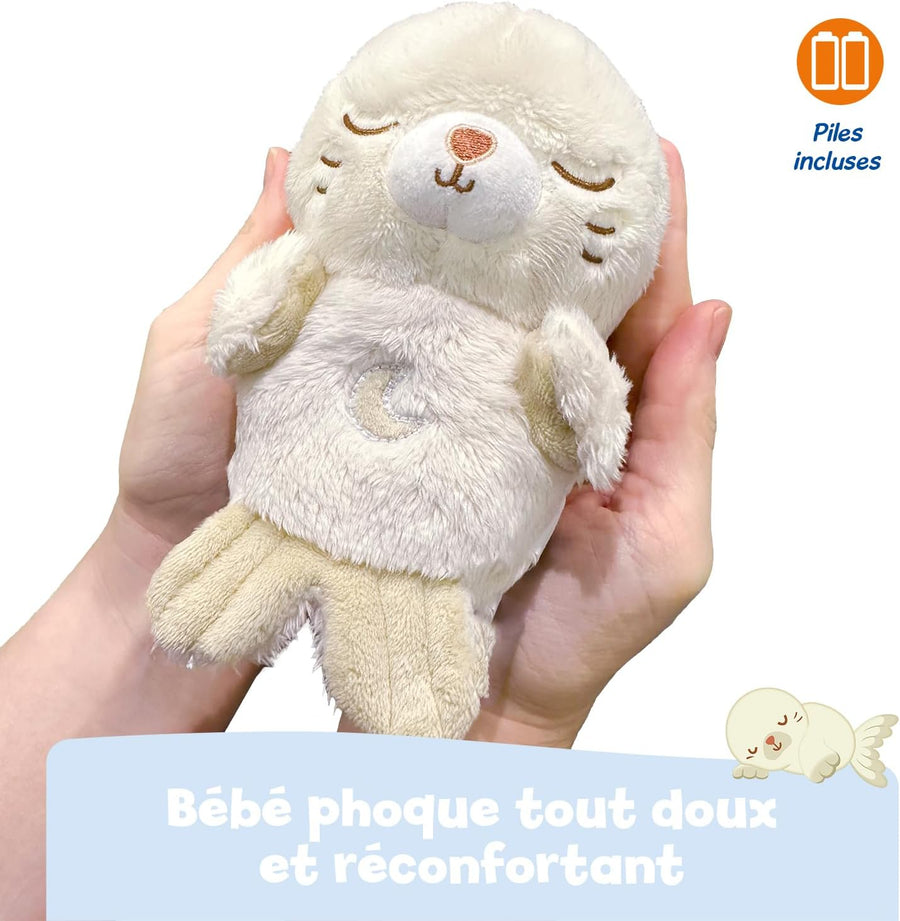 VTech - LumiZen Beige - Petite Peluche Phoque, Doudou Veilleuse Musicale Bébé - Veilleuse Nomade Enfant, Peluche Apaisante et Lumineuse - Cadeau Bébé Naissance et Cadeau Enfant - Contenu en Français
