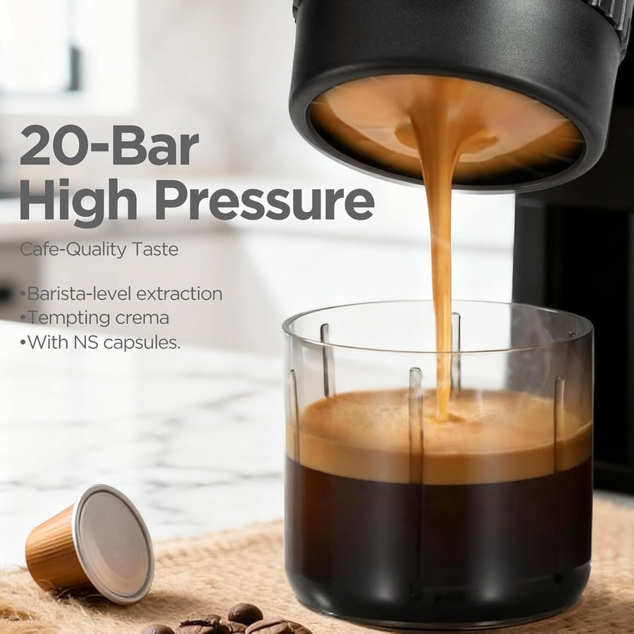 Machine à expresso portable 12V: cafetière de voyage avec chauffe rapide et batterie de 15000 mAh – Jusqu’à 8 tasses pour le camping, les voyages et la conduite en voiture GRIS