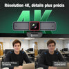 Webcam 4K avec 1/1.5" Sensor, 1080P@60FPS USB Web Camera pour PC | Autofocus PDAF, Cache vie privée, USB3.0 & 2 micros, Idéale pour les réunions vidéo, le Streaming