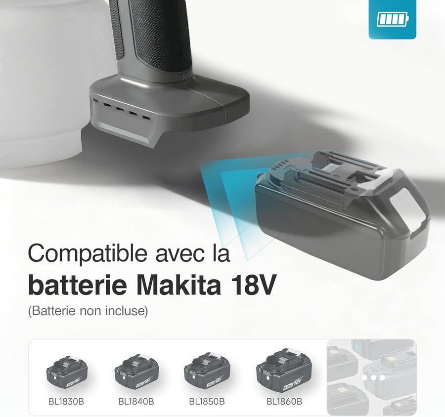 Pistolet a Peinture, Compatible avec Batteries Makita 18V (Batterie Non Incluse), Pistolet Peinture Électrique avec Moteur sans Balais, Réservoir Latéral 1300 ML, pour Peinture Murale