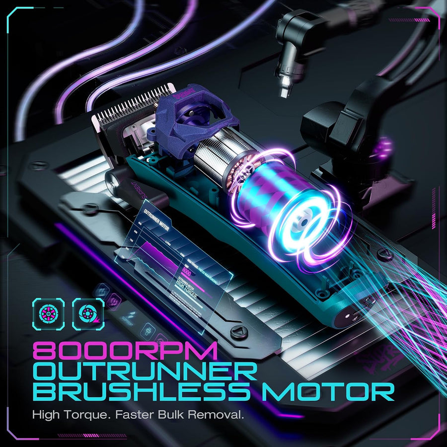 Tondeuse à Cheveux Homme Professionnelle avec Moteur Rotor Externe 8000RPM Kit Tondeuse Barbier et Finition Sans Fil, Lame DLC, Zéro écart, Protections Magnétiques