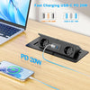 Prise Encastrable Plan de Travail, USB-C PD 20W, 2 Prises, Noir Multiprise Encastrable 2 prises, USB-C PD 20W, 2 USB-A 18W, boîtier métal, pour bureau, table de réunion et plan de travail