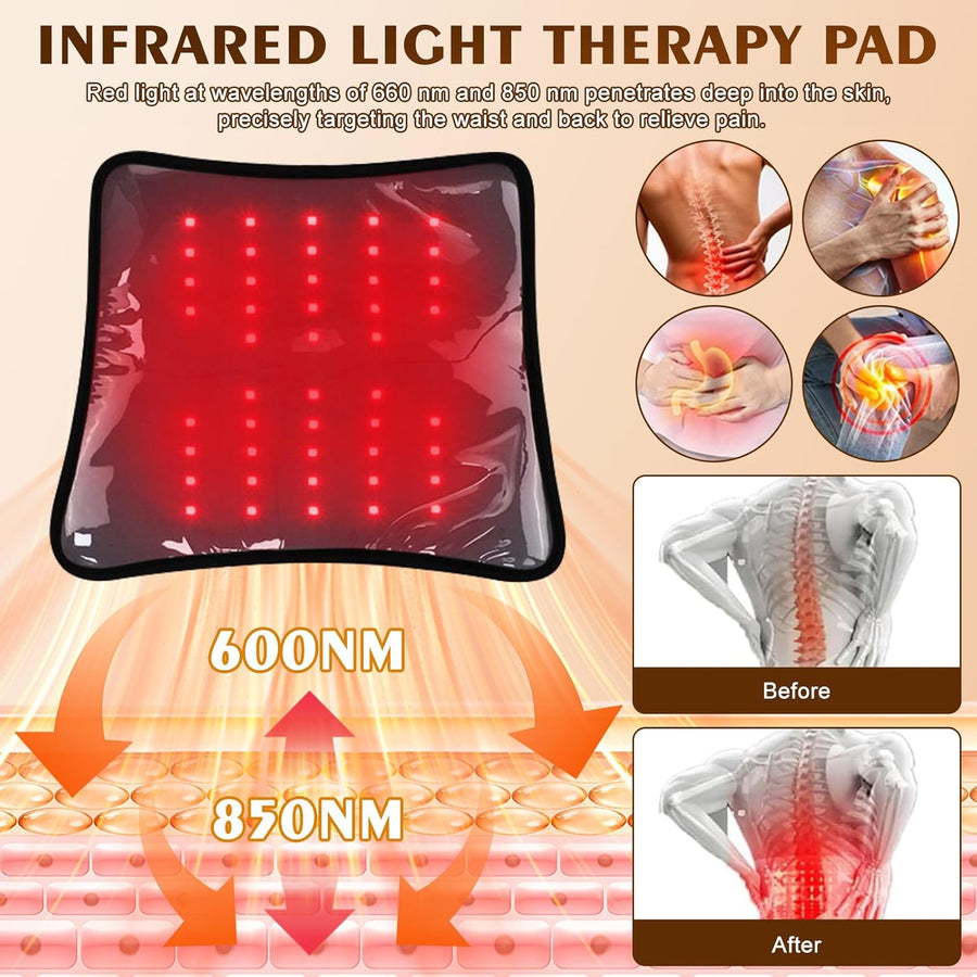 Ceinture de lampe à lumière rouge, luminothérapie infrarouge proche pour le corps, ceinture infrarouge LED 660 nm 850 nm, appareil de lumière infrarouge portable, 3 niveaux de luminosité