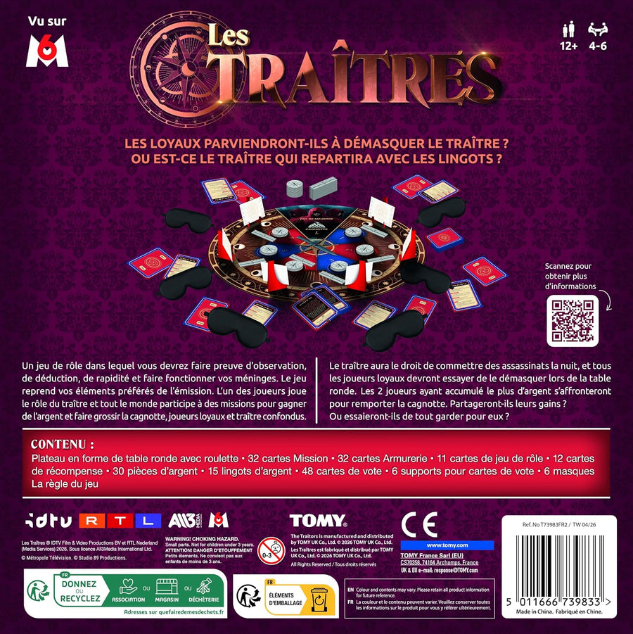 Les Traîtres Jeu de Société, Jeu de Déduction Sociale et Stratégie Inspiré de l'émission TV, Jeu de Bluff et Trahison avec Missions et Rôles Cachés, Soirée Jeux, 4 à 6 Joueurs, Dès 12 Ans