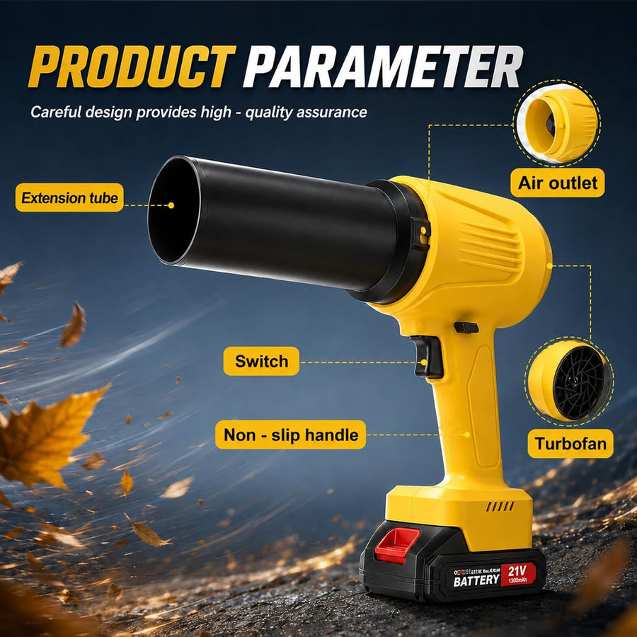 Souffleur de Feuilles sans Fil 21V 50000 TR/Min Soufflage Aspiration 650W Soufflage et aspiration 2-en-1, 650 W et 50000 tr/min, avec batterie et chargeur