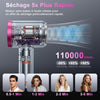 Sèche-Cheveux Ionique 1350W Moteur Sans Balais Haute Vitesse 110 000 tr/min, 2 Vitesses et 4 Températures, Seche Cheveux Professionale avec Embout Magnétique, 50dB pour Voyage et Maison