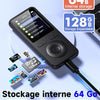 Lecteur MP3 64Go avec Bluetooth 5.3, Haut-Parleur intégré, Bouton Physique lecteur de musique portable, qualité sonore HiFi, fonction d'enregistrement radio FM,Carte mémoire extensible jusqu'à 128 Go
