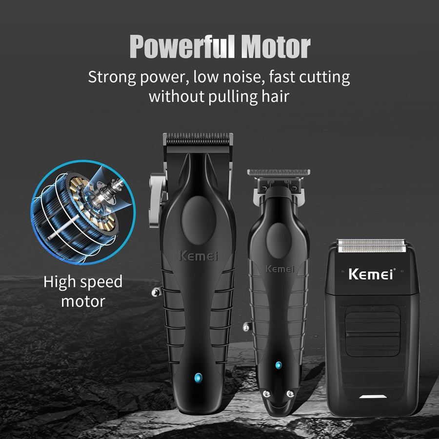 Tondeuse à cheveux professionnelle pour homme, tondeuse à cheveux sans fil et rasoir en aluminium, tondeuse de barbier avec grande batterie de 2500 mAh, type R réglable, base de charge