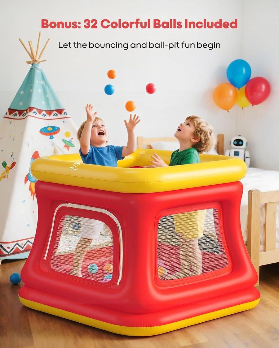 Maison gonflable 3 en 1 pour tout-petits de 1 à 3 ans, piscine à balles et trampoline, maison gonflable avec filet de sécurité, intérieur et extérieur, aire de jeux pour bébé