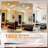 Ventilateur de Plafond avec Lumière et Telecommande, 106cm LED Lampe Ventilateur Plafond Dimmable Lampe Intégrée, 6 Vitesses, Silencieux Pales Effet Bois (Blanc+bois Clair)
