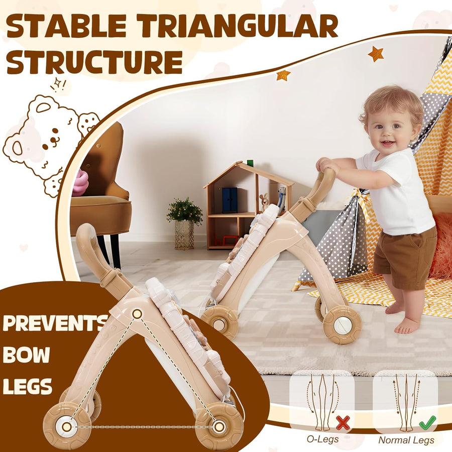 Trotteur Bebe Enfants,Jouet 3 En 1 Pousser pour Bébé avec Musique,Trotteur Marche Détachable avec Vitesse Réglable et Table Activité d'éveil,Chariot de Marche