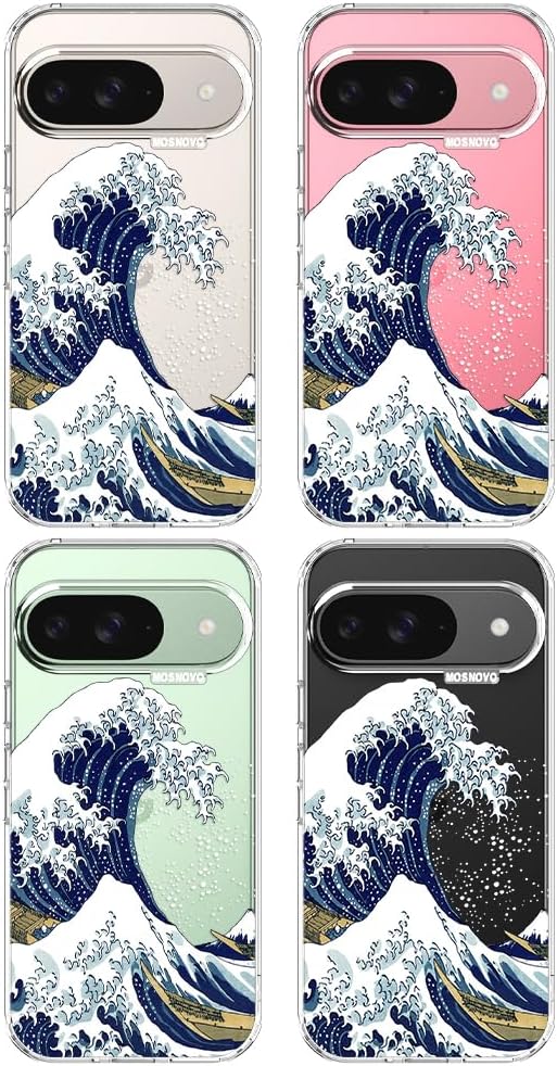Coque pour Google Pixel 9 & 9 Pro - Housse Fine Transparente Antichoc en TPU + PC [Protection Contre Les Chutes de 2 m/Anti-Pelage] - Art de Collage Vintage