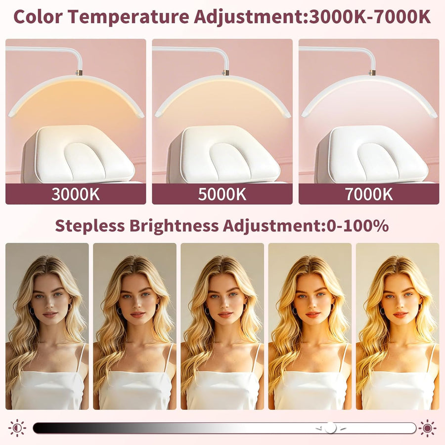 Lampe Demi Lune Extension De Cils: Luminosité réglable Lampe Demi Lune - Avec support pour téléphone - TêTe De Lampe Rotative à 360° - Utilisé Pour Les Extensions De Cils, Les Tatouages -Blanc