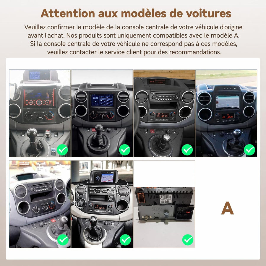 Autoradio 4+128GB Android 15 pour Citroen Berlingo 2008-2017/ Peugeot Partner 2008-2019, Écran Incell 9 Pouces HD, CarPlay sans Fil & Android Auto, GPS, Caméra de Recul et Micro Offerts