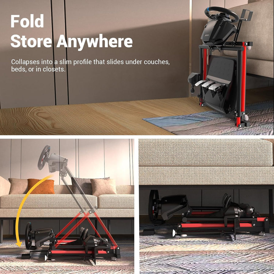 Support de roue de course avec fixation de chaise, cockpit de course pliable compatible avec MOZA R5, R3, R9 à R25/Logitech G920, G923, G27, G29/Thrustmaster T248, T300, T500, T818/Turtle Beach