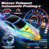 Bateau Télécommandé, 15km/h Bateau RC avec 7 Modes Lumières LED, 2.4GHZ Bateau Telecommandé Enfant pour Piscine et Lacs, Speedboat De Course RC autonomie 120 Minutes