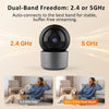 Caméra Sécurité Intérieur — Babyphone Animal Bébé 3MP 1296p Panoramique WiFi Double Bande 2.4/5GHz, 6 LEDs IR Vision Nocturne, Audio Bidirectionnel, Détection Mouvement Son, Stockage SD/Cloud