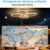 Ventilateur de plafond avec éclairage LED 68 cm, blanc - 6 vitesses, lampe de plafond à intensité variable pour salon et chambre, éclairage et ventilateur commutables séparément