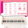 Jouet Piano Enfant, Piano Numérique 37 Touches pour Enfants avec Tabouret & Microphone, Piano Electronique Portable avec Microphone