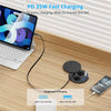 Multiprise Encastrable avec Câble USB-C Rétractable PD 35W, Noir | Prise Encastrable Plan de Travail, 2 USB-C, 2 USB-A, 1,8M Câble, Bloc Prise Escamotable avec Couvercle, Découpe Ø100 mm