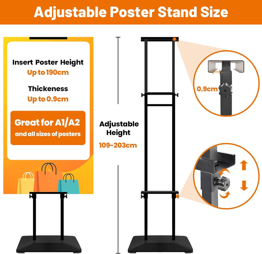 Support Panneau Publicitaire Ultra Stable Base Lourde – Support d’Affiche Double Face Réglable – Présentoir Professionnel Sur Pied pour Panneau Mousse – Restaurant & Salon – 1 Pièce
