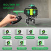 Niveau Laser Chantier Autonivelant 360° x 4, Lazer Niveaux 4D 16 Lignes Laser, Autonivellement et Mode Pulsé Extérieur, 2 x Batterie, Nivellement Automatique, Support Rotatif, Télécommande