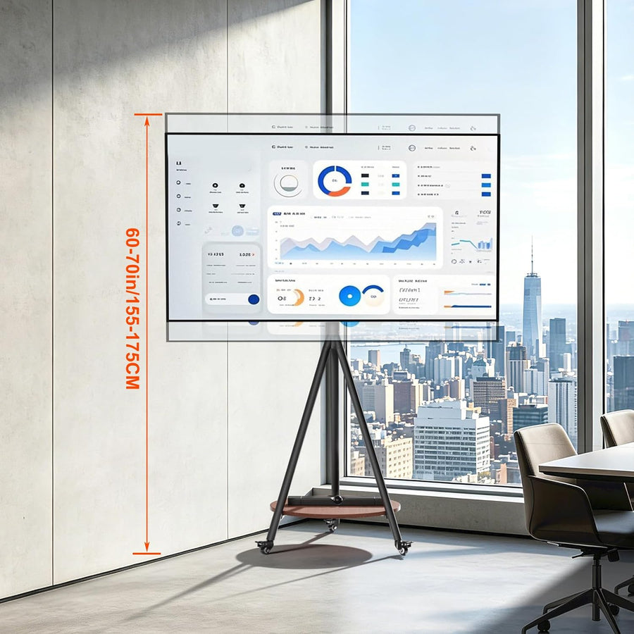 Support TV Roulant 40 à 75 Pouces, Charge Max 50 kg, réglable en Hauteur avec roulettes et étagère