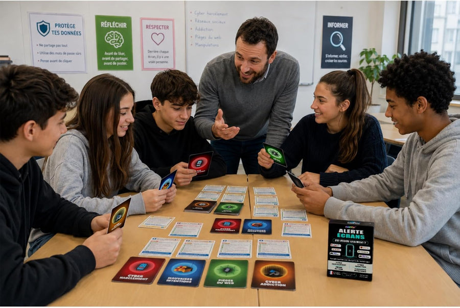 Alerte ÉCRANS – Jeu éducatif sur Les Dangers du numérique | Prévention cyberharcèlement, Addiction, pièges du Web | Ados & Adultes | Créé par Une Psychologue et fabriqué en France