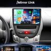Autoradio 2+64 Go pour Peugeot 107 / Citroën C1 / Toyota Aygo (2004-2014). Compatible CarPlay, Android Auto, vidéo en ligne, navigation GPS et commandes au volant. 40 thèmes d'interface
