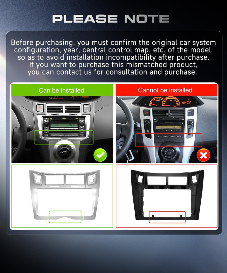 Autoradio 2G+64G Android 15 pour Toyota Yaris/Vizi 2005-2011, 9'' IPS HD 1280*720P Écran Tactile Stereo Auto avec 5G WiFi Carplay Android Auto sans Fil Bluetooth 5.0 EQ FM RDS Radio USB Caméra