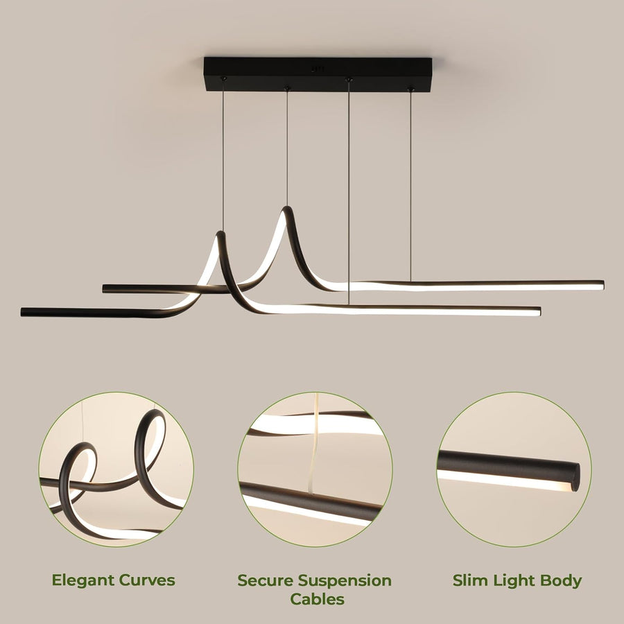 Suspension LED Table à Manger 100 cm, Dimmable, APP et Télécommande [Classe énergétique E] Suspension Moderne, Lampe Réglable en Hauteur pour Table à Manger et Bureau, 3000–6500K, 36W