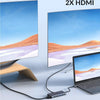 Hub USB C 12 en 1, MAVINEX Adaptateur USB C Multiport à Triple Affichage avec PD 100W, Double HDMI 4K et VGA 1080P, Ethernet RJ45, USB-C et 4 Ports de données USB-A, Lecture Carte SD/TF