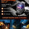 Montre Connectée Homme, Batterie 1400mAh, Écran HD 1,7 Pouce, Lampe LED, 110+ Modes Sport Montre Militaire Homme, Suivi Sommeil, IP68 Étanche, Smartwatch pour Android iOS, 2 Bracelets, Noir Gris