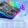 Support Refroidisseur pour Ordinateur Portable avec 9 Ventilateurs Silencieux Compatible 14-19 Pouces, 6 Vitesses Réglables, 10 Modes D'éclairage RVB, 2 Ports USB Et Support pour Téléphone