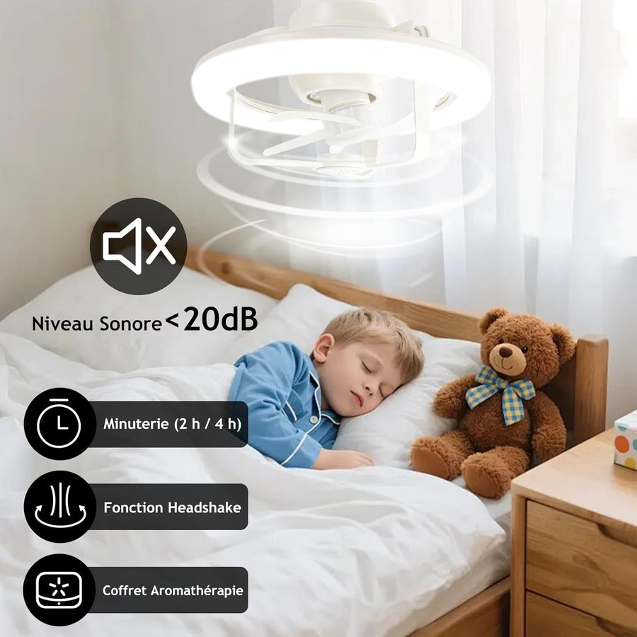 Ventilateur de Plafond avec Lumière et Telecommande, RGB 16 Couleurs Lampe Ventilateurs Plafond avec Douille E27, 28CM Petit Silencieux Plafonnier Ventilateur LED pour Chambre, 3 Vitesses