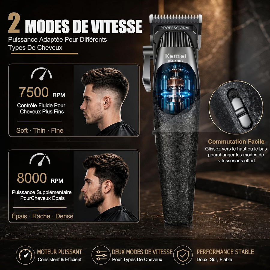 Tondeuse à cheveux professionnelle pour homme Tondeuse à cheveux électrique sans fil avec lame en T sans fil
