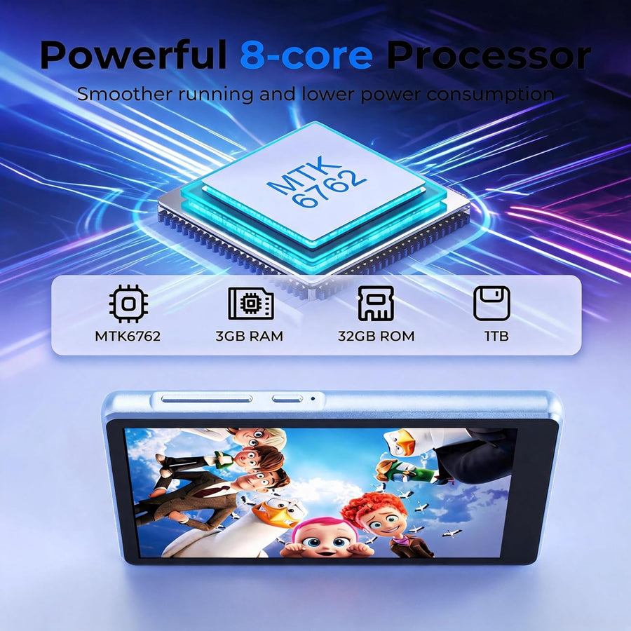 Android Lecteur MP3 avec Spotify avec Bluetooth et WiFi, 96Go Lecteur de Musique avec écran Tactile 4,5", Pandora, Amazon Music, Android 13 MP4 et MP3 Lecteur pour Enfants avec Libby, Spotify Kids