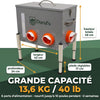 Mangeoire Poules Anti-Nuisible Grande Capacité 18 kg / 30 L – Distributeur de Graines Automatique Acier Galvanisé, 6 Ports & Fenêtre de Niveau – Mangeoire Poule Extérieur Poulailler