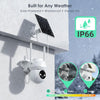 Caméras de sécurité solaires d'extérieur sans fil, caméra PTZ WiFi à 360° avec panneau solaire, vision nocturne couleur HD 1080p, détection humaine AI, audio bidirectionnel, étanchéité IP66