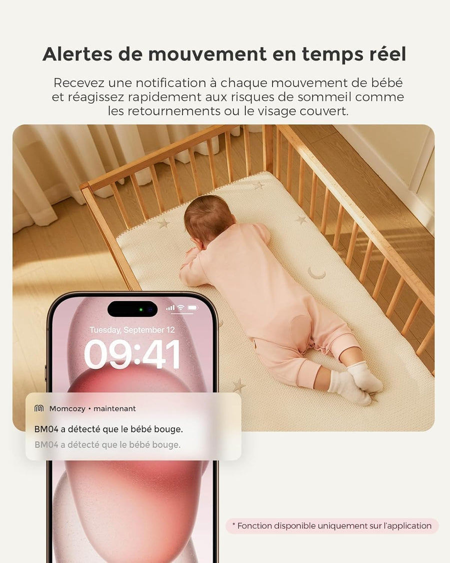 Babyphone Caméra BM04 | Écran 5 Pouces, avec ou sans WiFi | Livré avec 1 Caméra, Vision Nocturne 1080p, Portée 290 m, Autonomie 20h, Détection Pleurs et Mouvement
